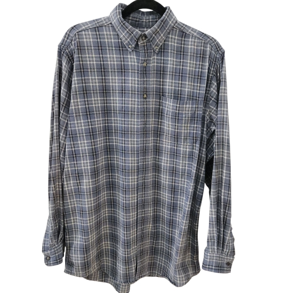 LL BEAN Vintage Made in Canada Flannel Shirt – Men’s M Tall – Blue Plaid, Herita